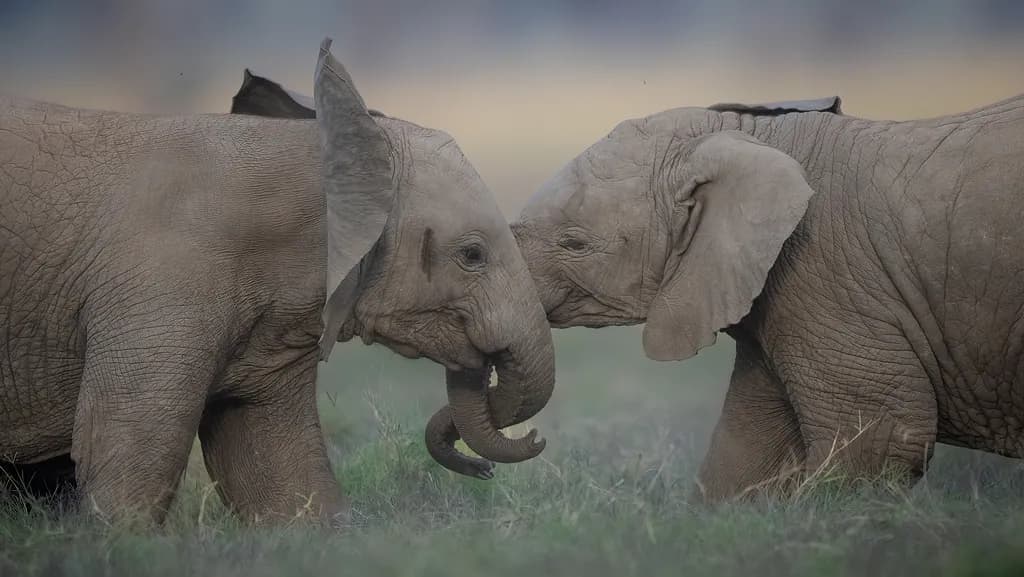 Whispers of Connection: A Tender Moment Between Elephants in the Wild
