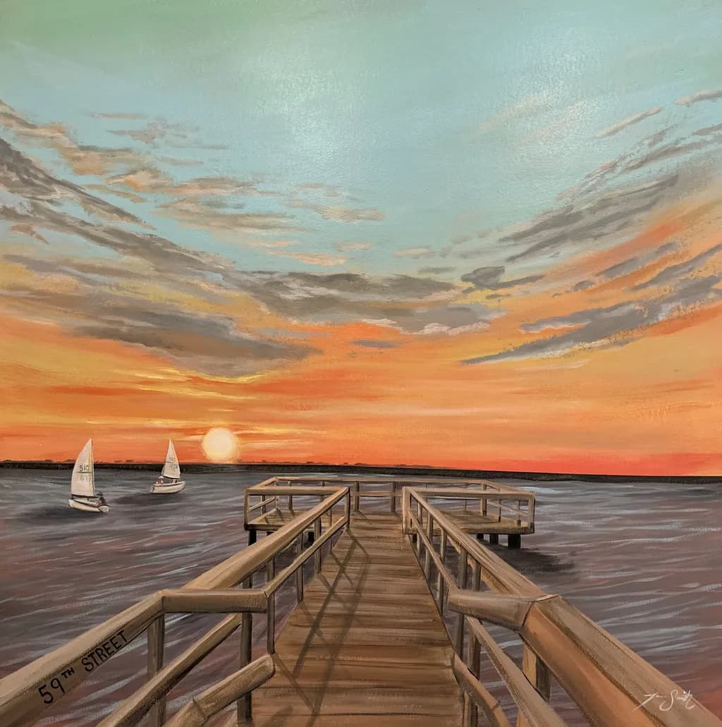 Serenity at Sunset: A Tranquil Pier Escape with Sailing Dreams