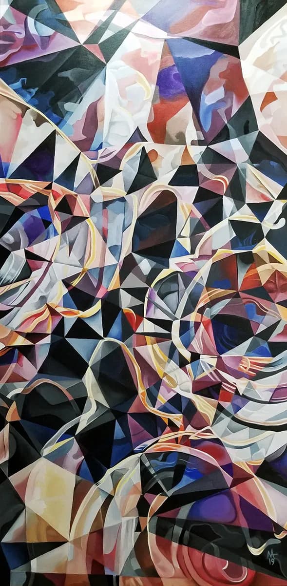 Dynamic Geometric Symphony: A Colorful Abstract Journey Through Modern Art