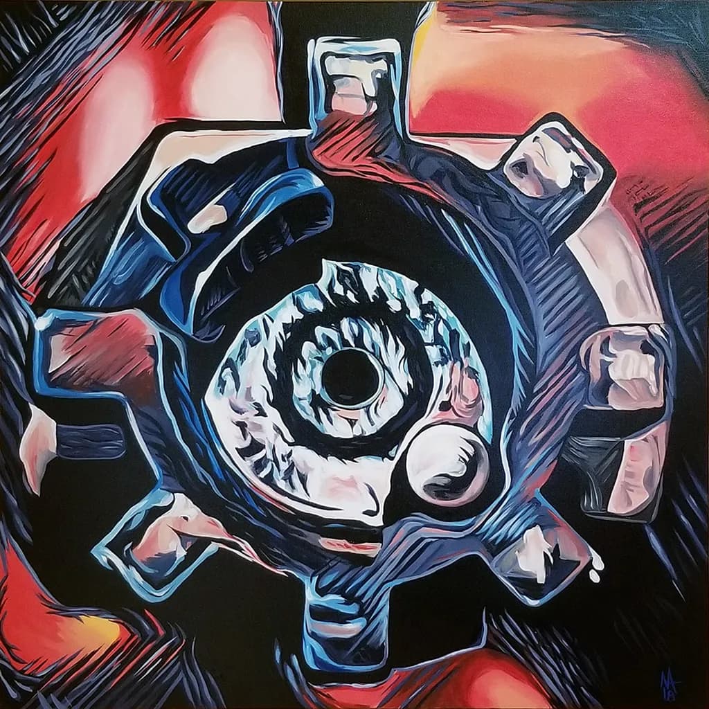 Mechanical Symphony: A Colorful Exploration of Abstract Geometric Textures