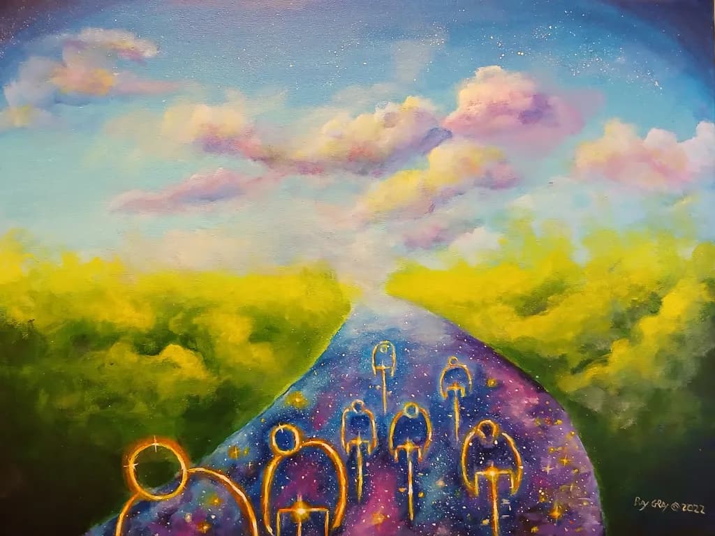Cosmic Journey: A Dreamy Path Through Colorful Serenity