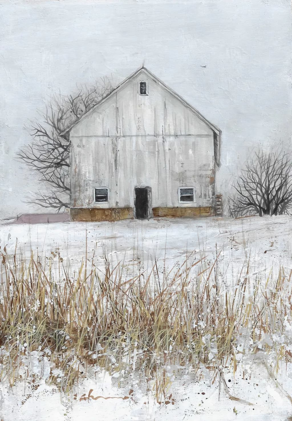 Winter Barn Field
