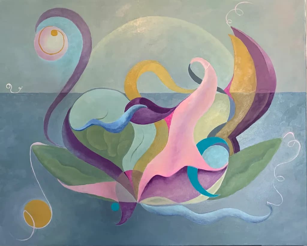Whispers of Color: A Dance of Abstract Forms and Fluidity