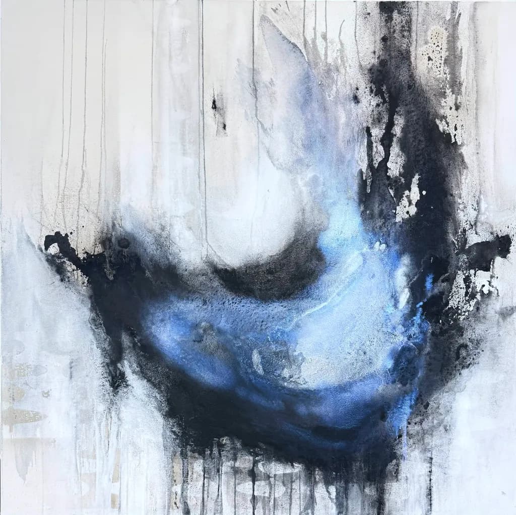 Whispers of the Abyss: A Dance of Blue and Black in Abstract Expressionism