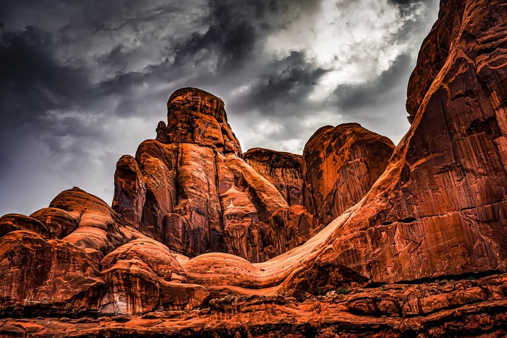 Red Sandstone Cliff Storm