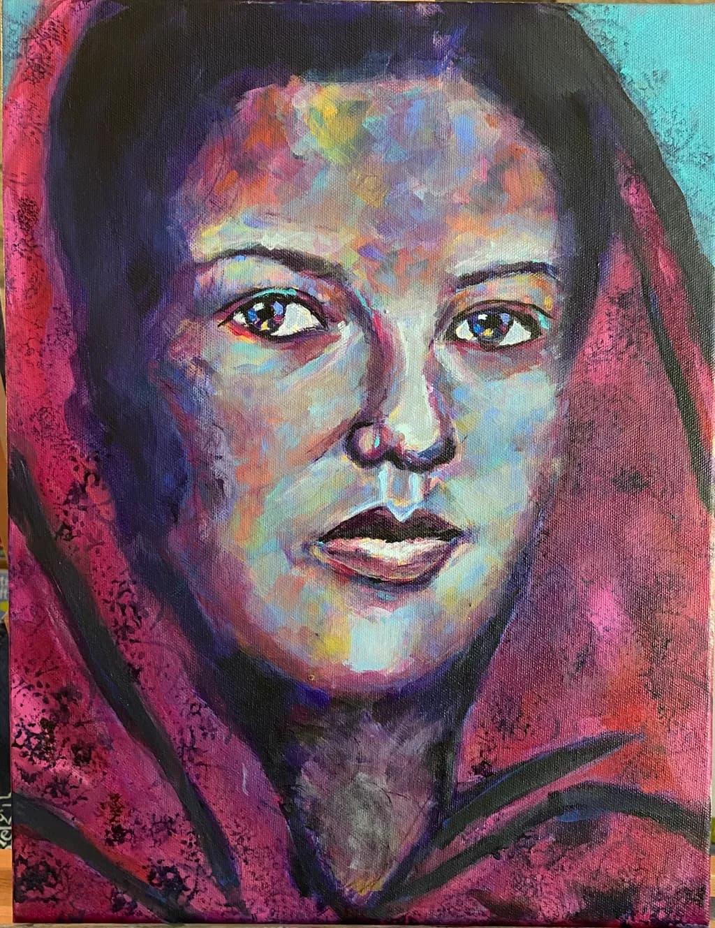 Whispers of Color: A Portrait Wrapped in Mystery and Emotion