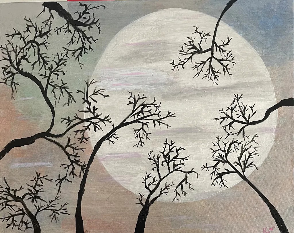 Moonlit Serenity: Abstract Nightscape with Branches