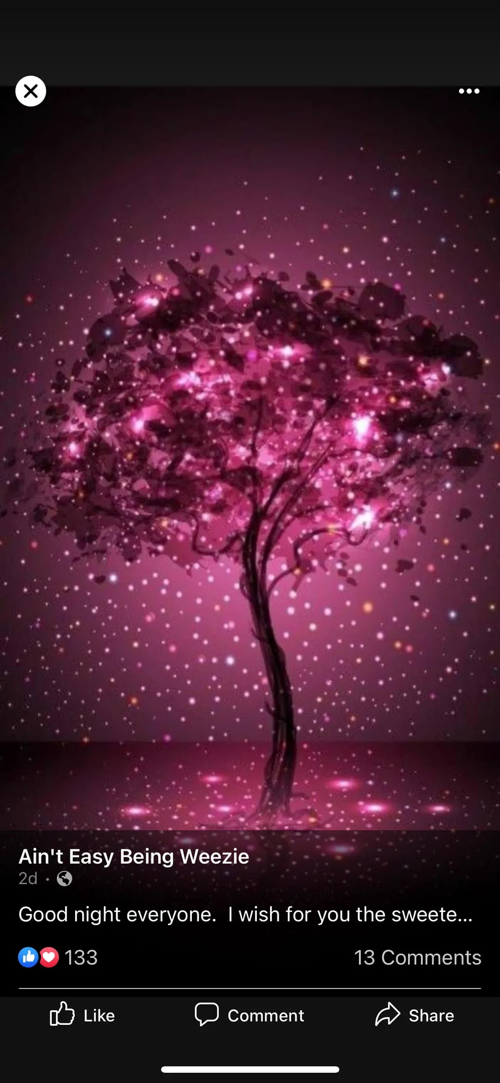 Whispers of a Glowing Pink Tree Under a Starry Night Sky