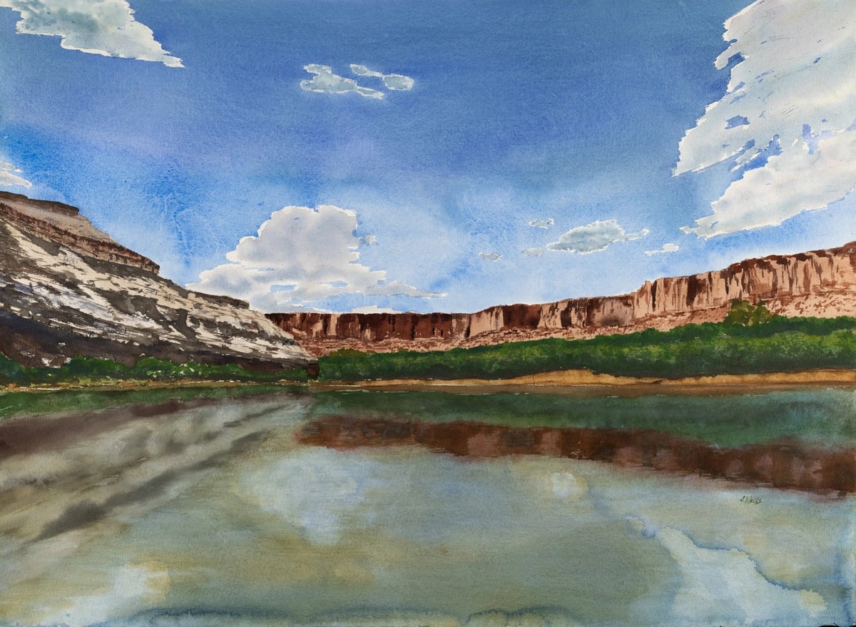 Serenity by the River: A Watercolor Journey Through Majestic Landscapes