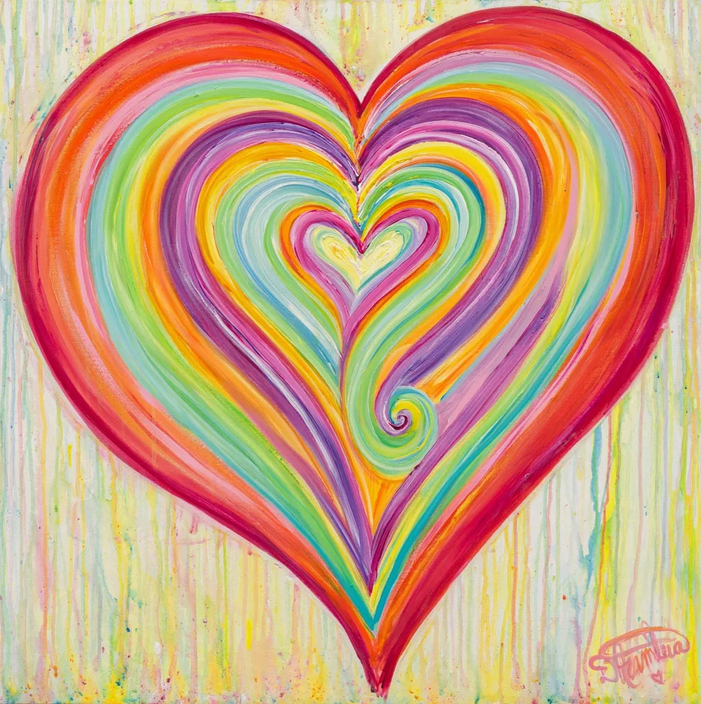 Vibrant Whirls of Love: A Colorful Heart Journey
