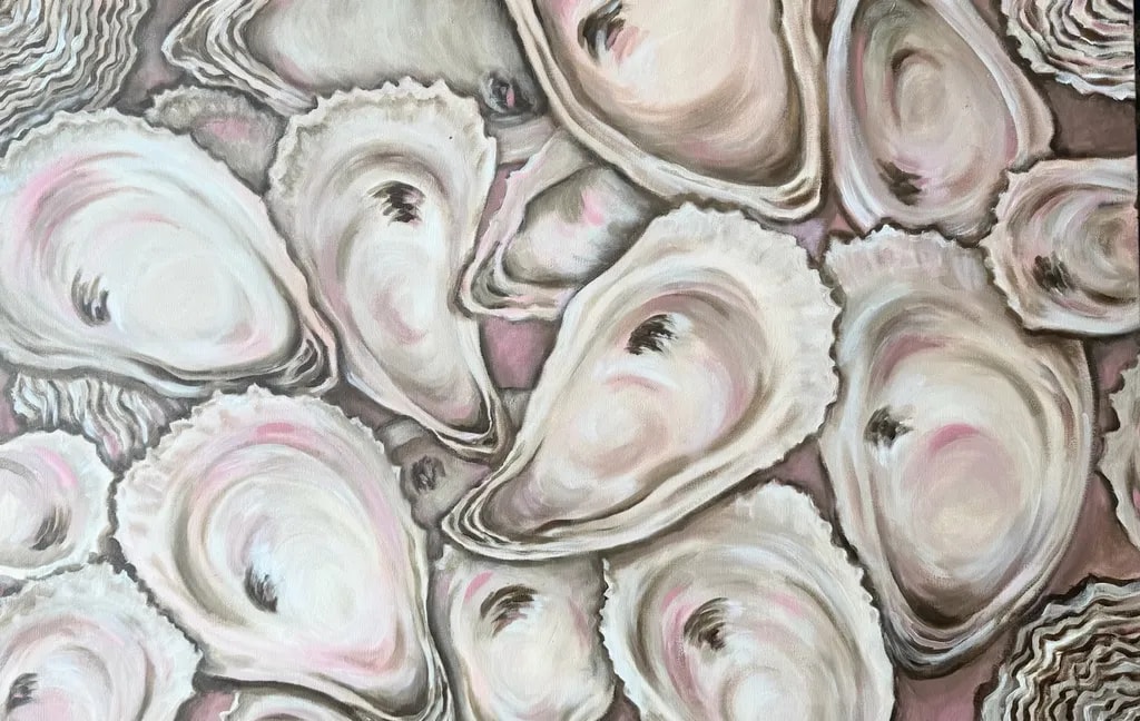 Whimsical Oyster Dance: Nature's Pearls in Soft Hues