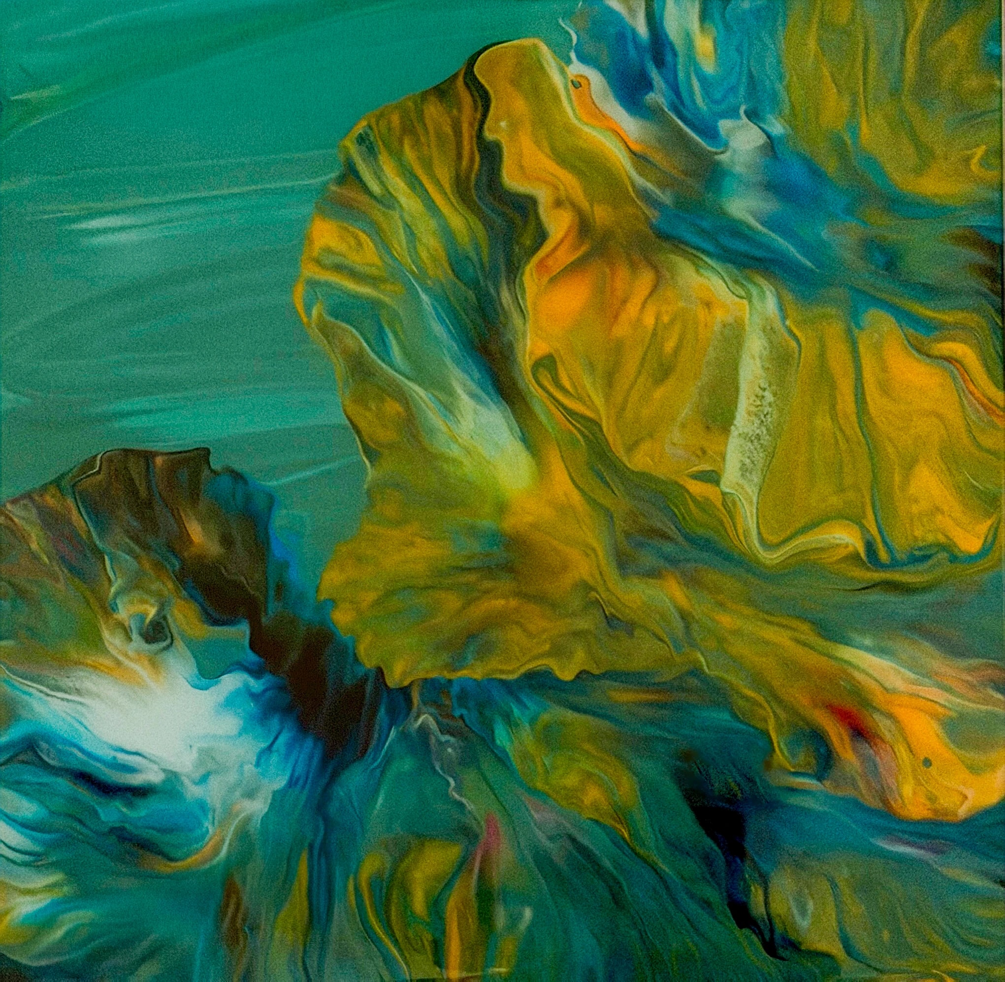 Golden Teal Petals