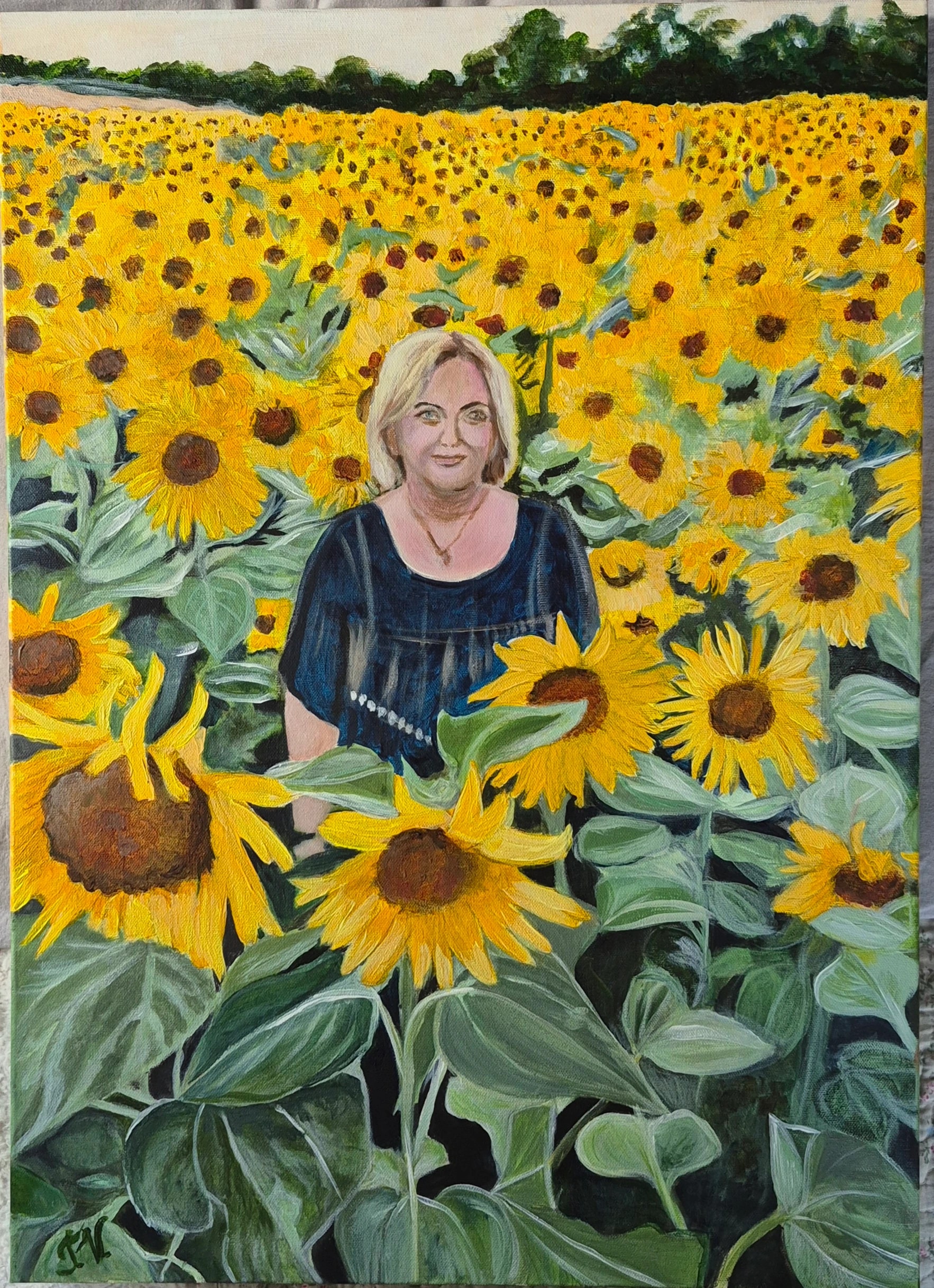 Woman Among Sunflowers