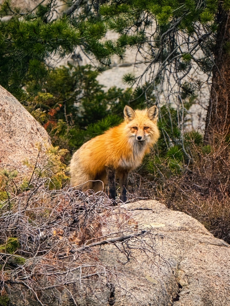Alert Fox in the Forest