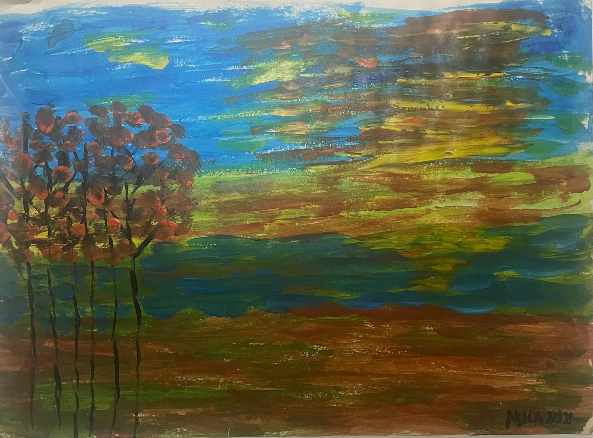 Blue and Gold Flowering Trees