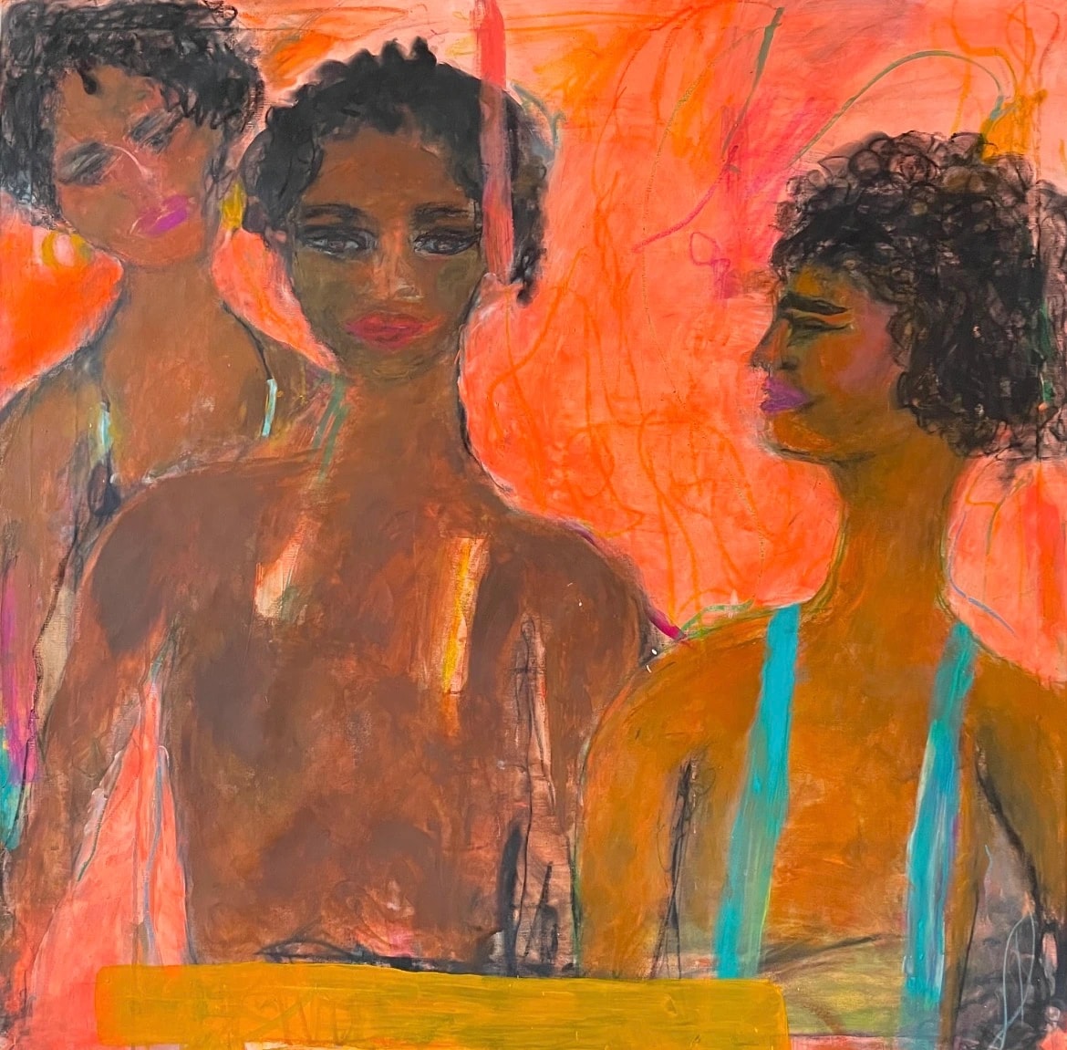 Three Figures in Orange