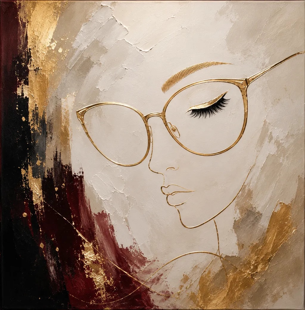 Abstract Female Portrait with Glasses