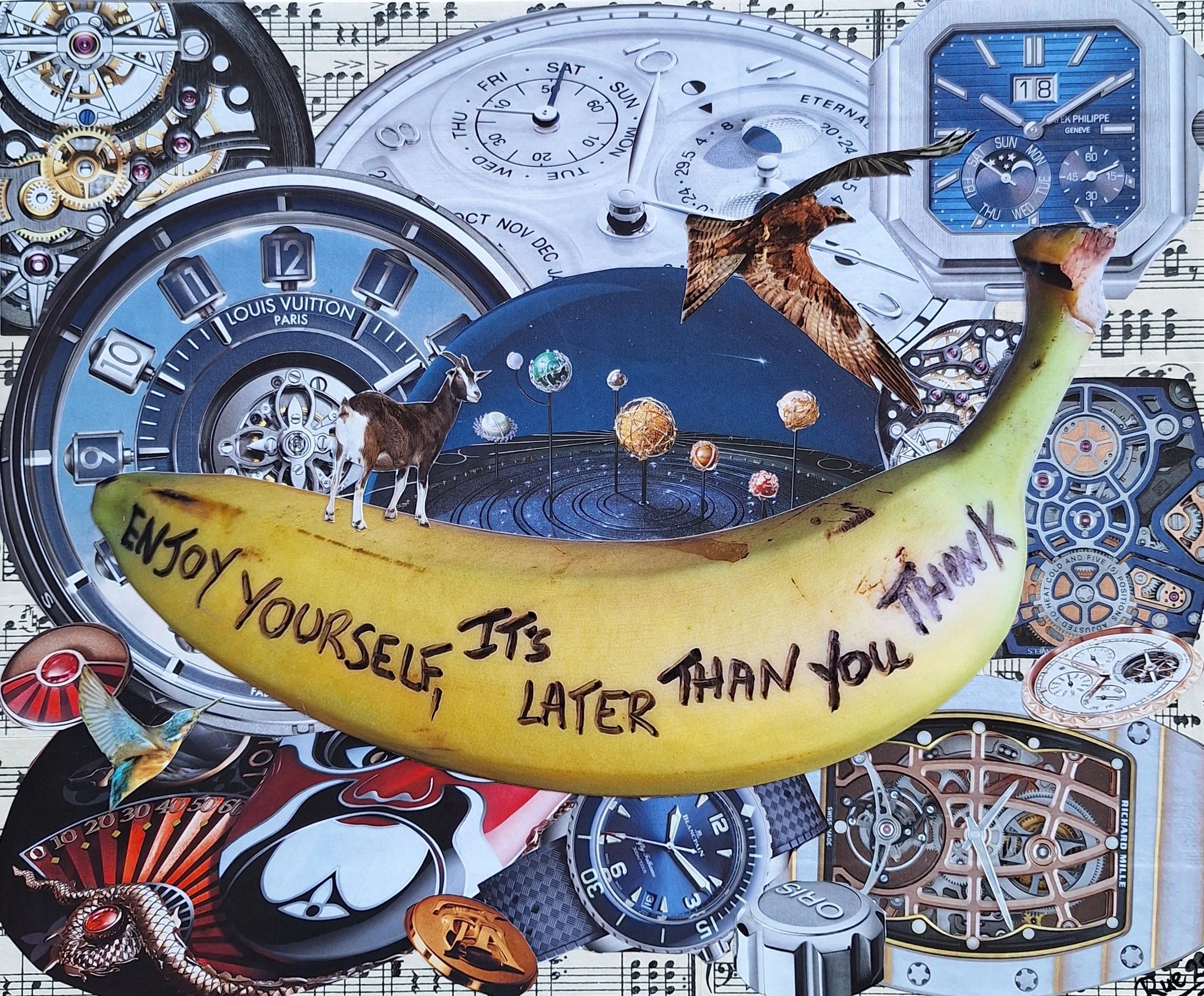 Timeless Whimsy: A Surreal Collage of Cosmic Playfulness