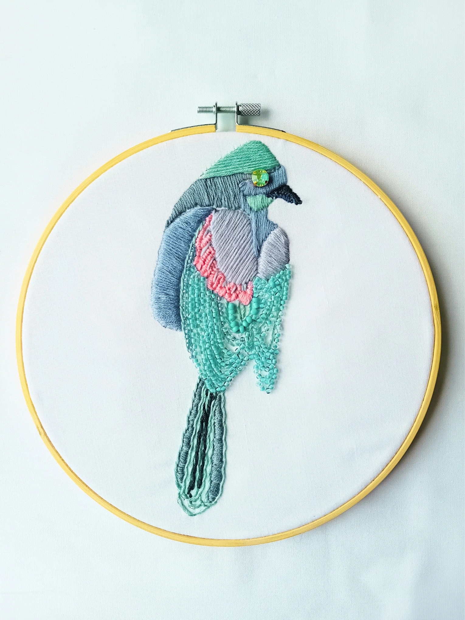 Beaded Bird Embroidery