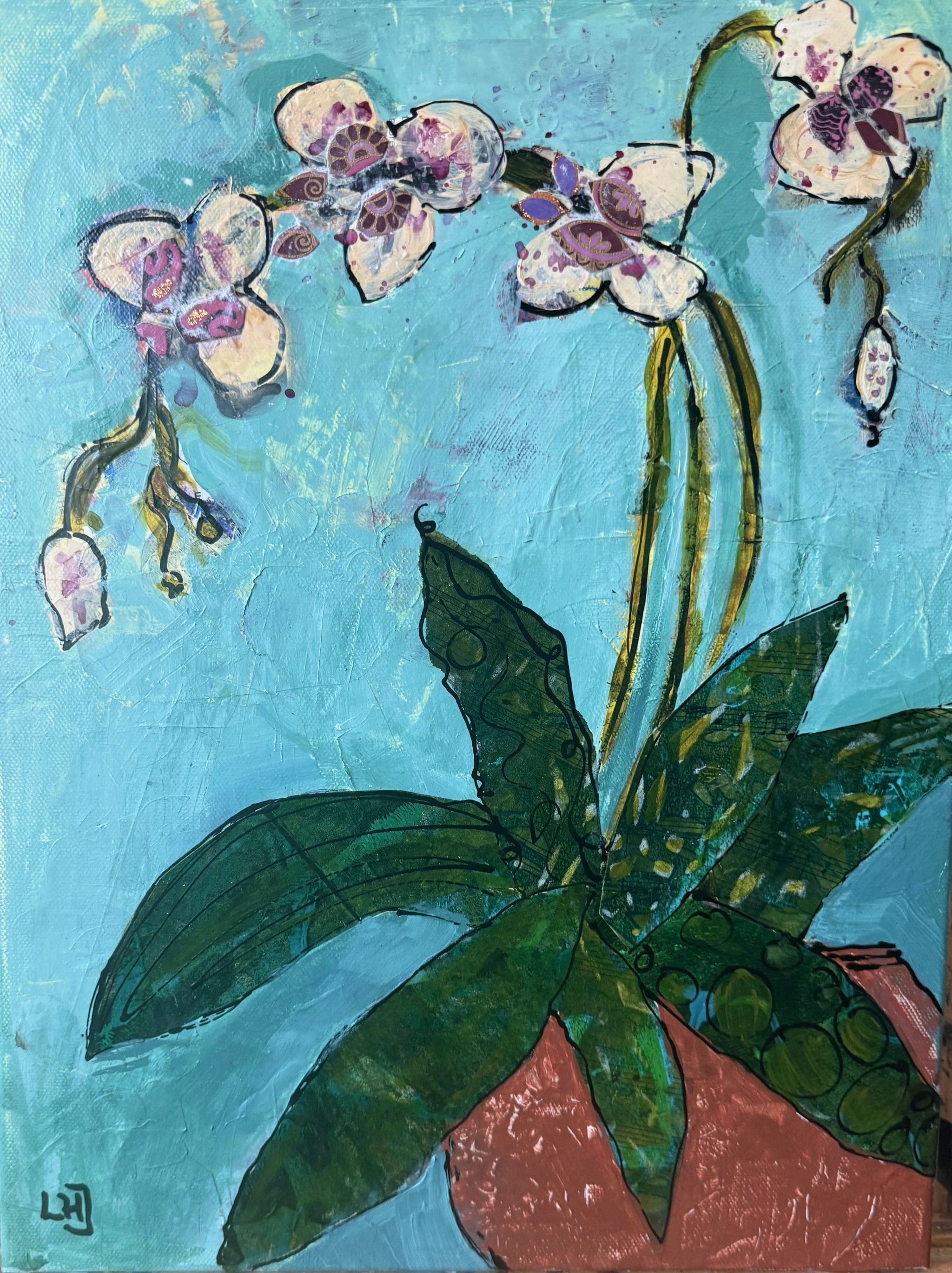 Orchids on Blue_canvas