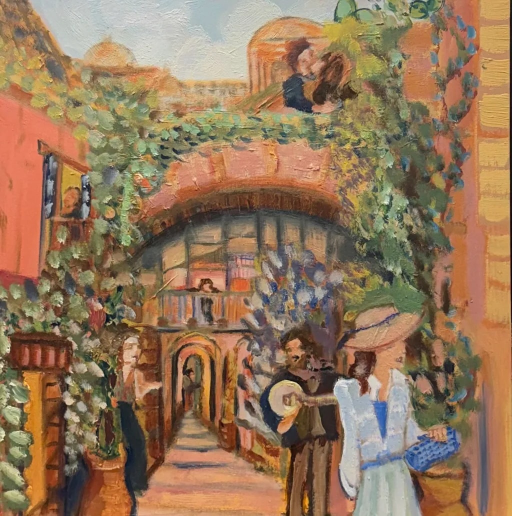 Courtyard Market Scene