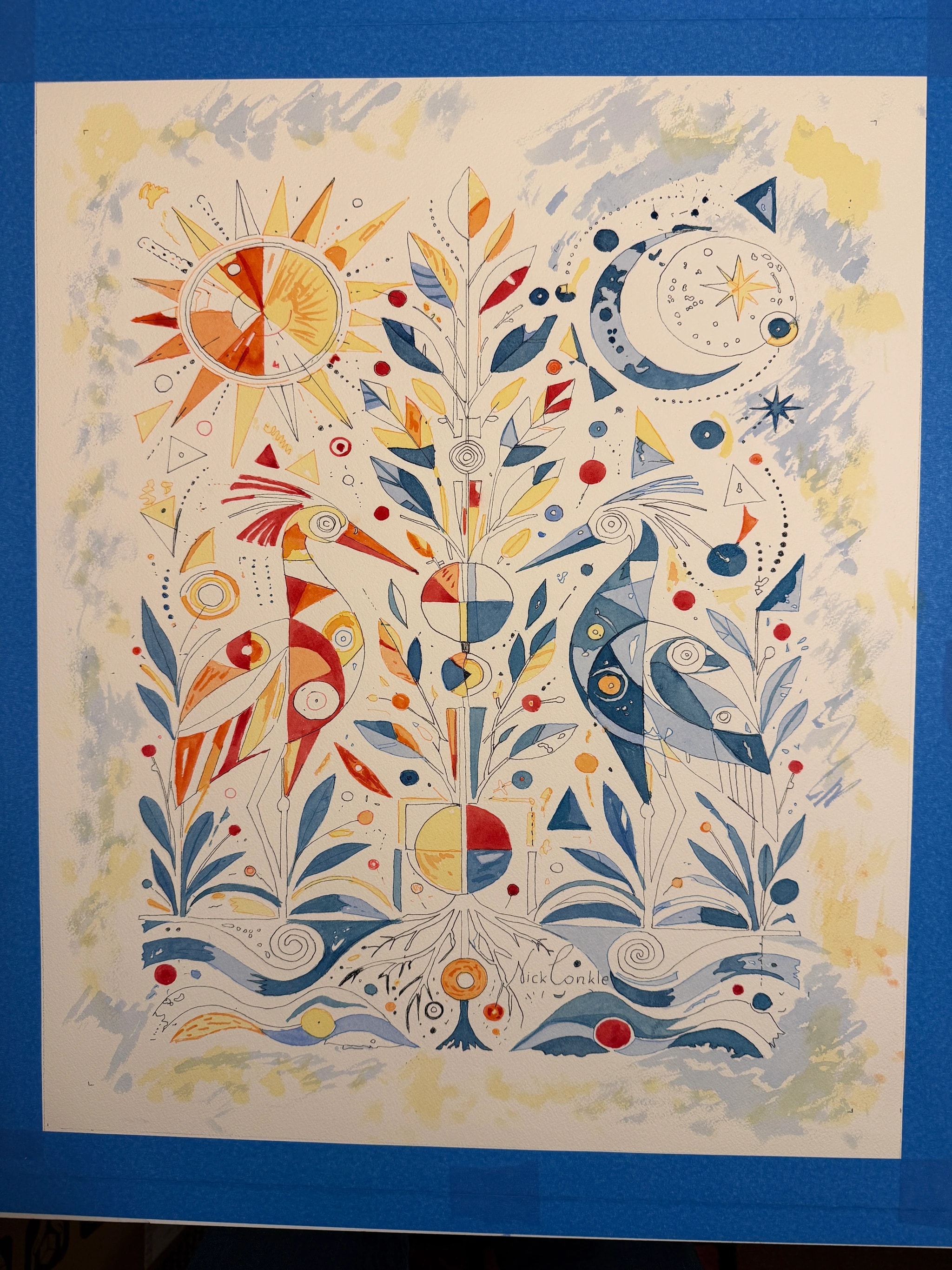 Sun, Moon, and Birds