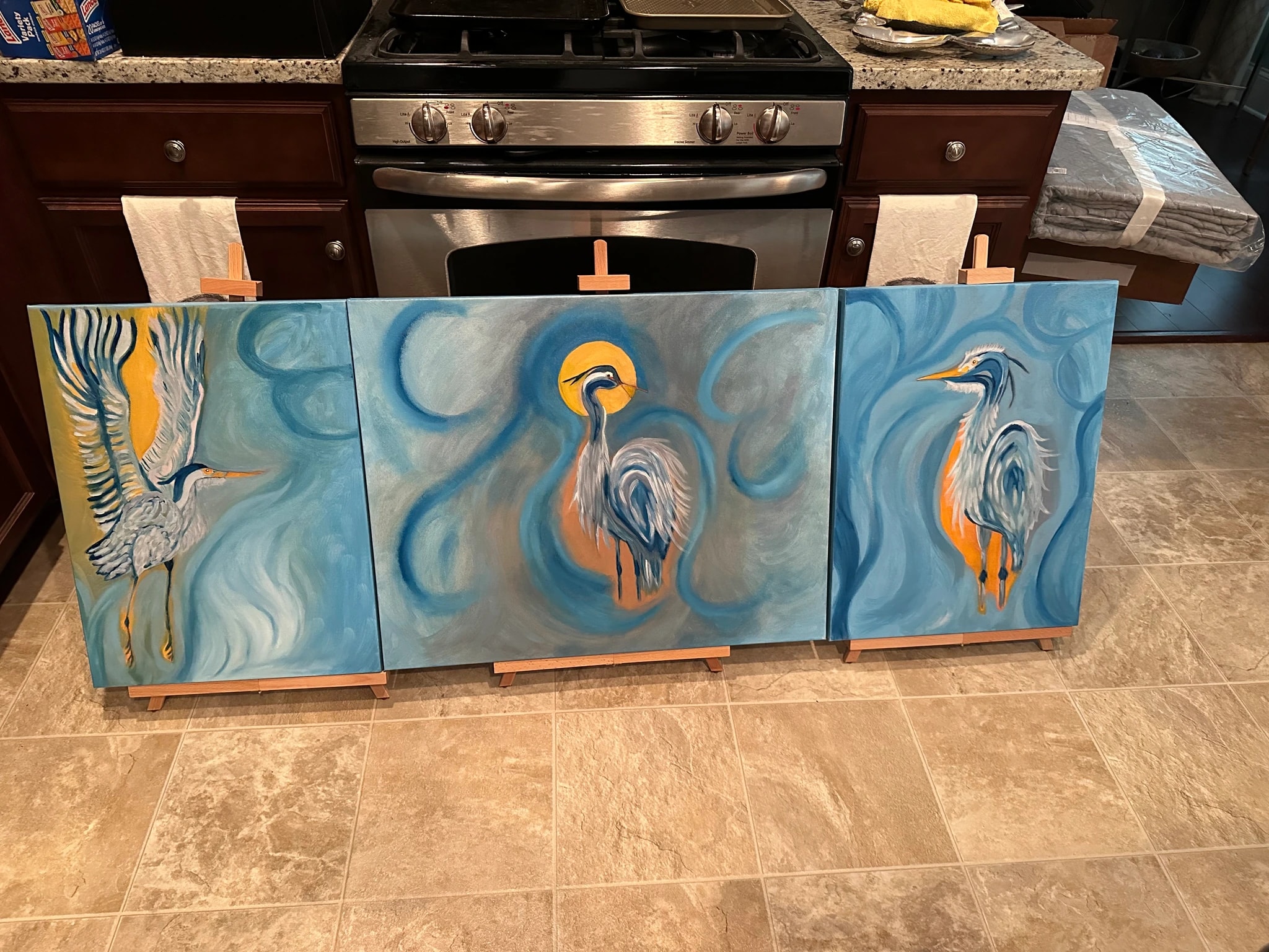 Heron Flight Triptych