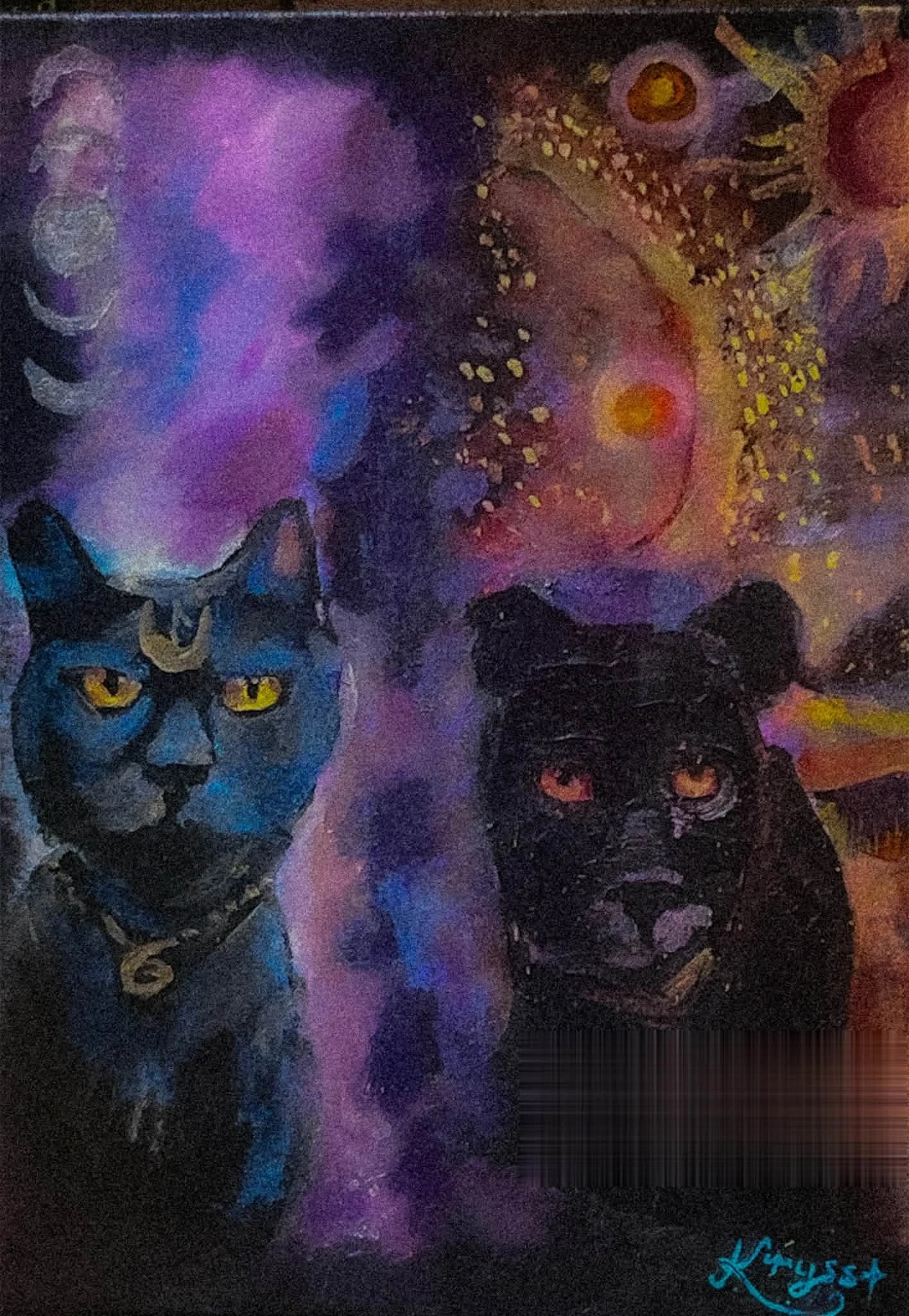 Moonlit Cat and Panther
