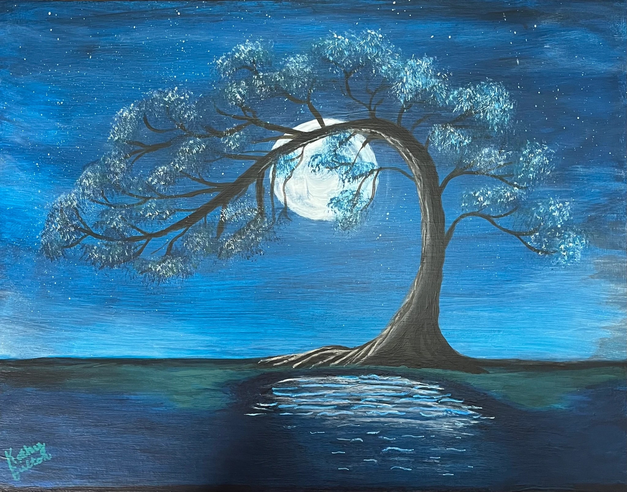 Moonlight Over The Pond
