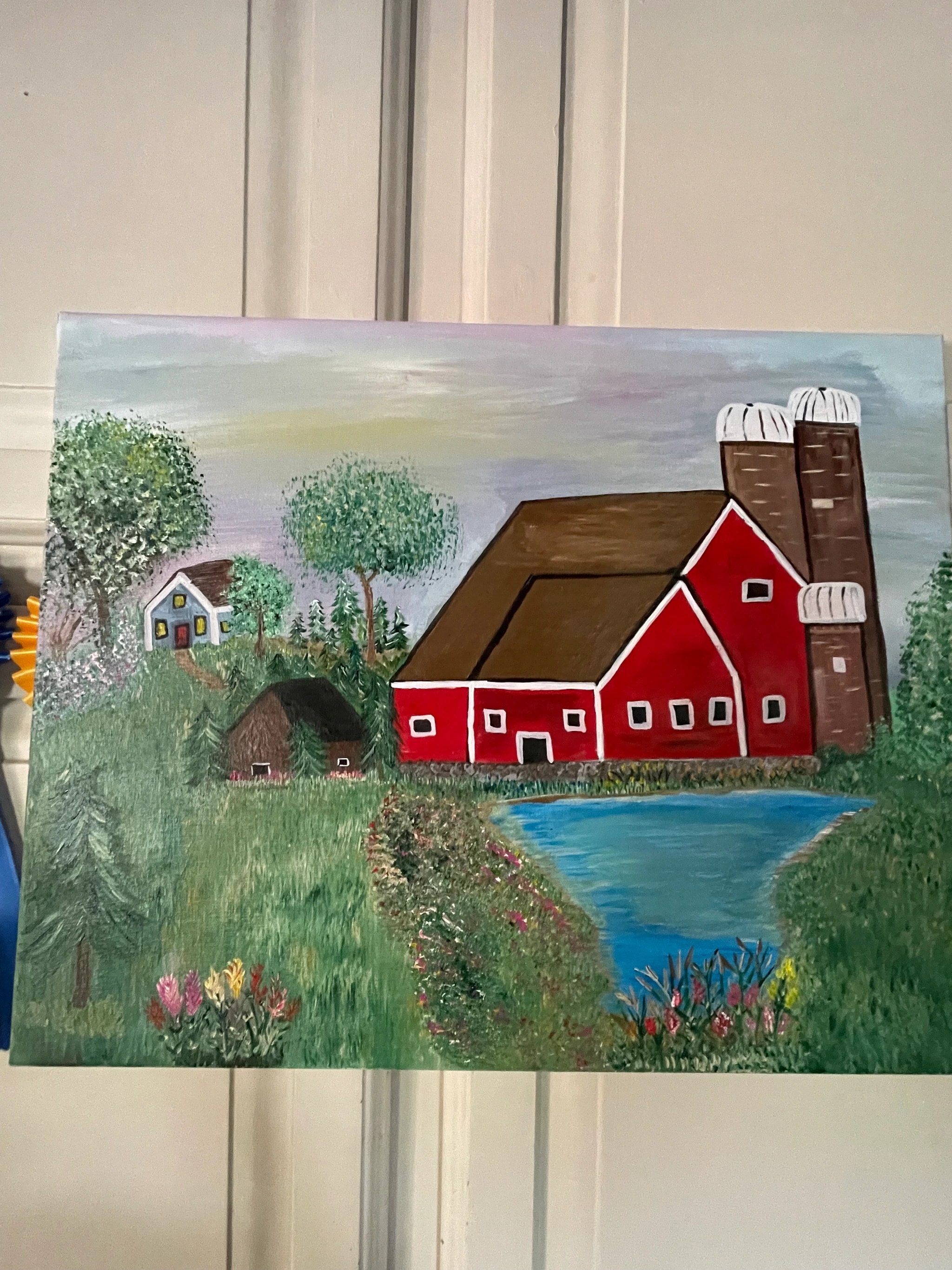 Red Barn by the Pond