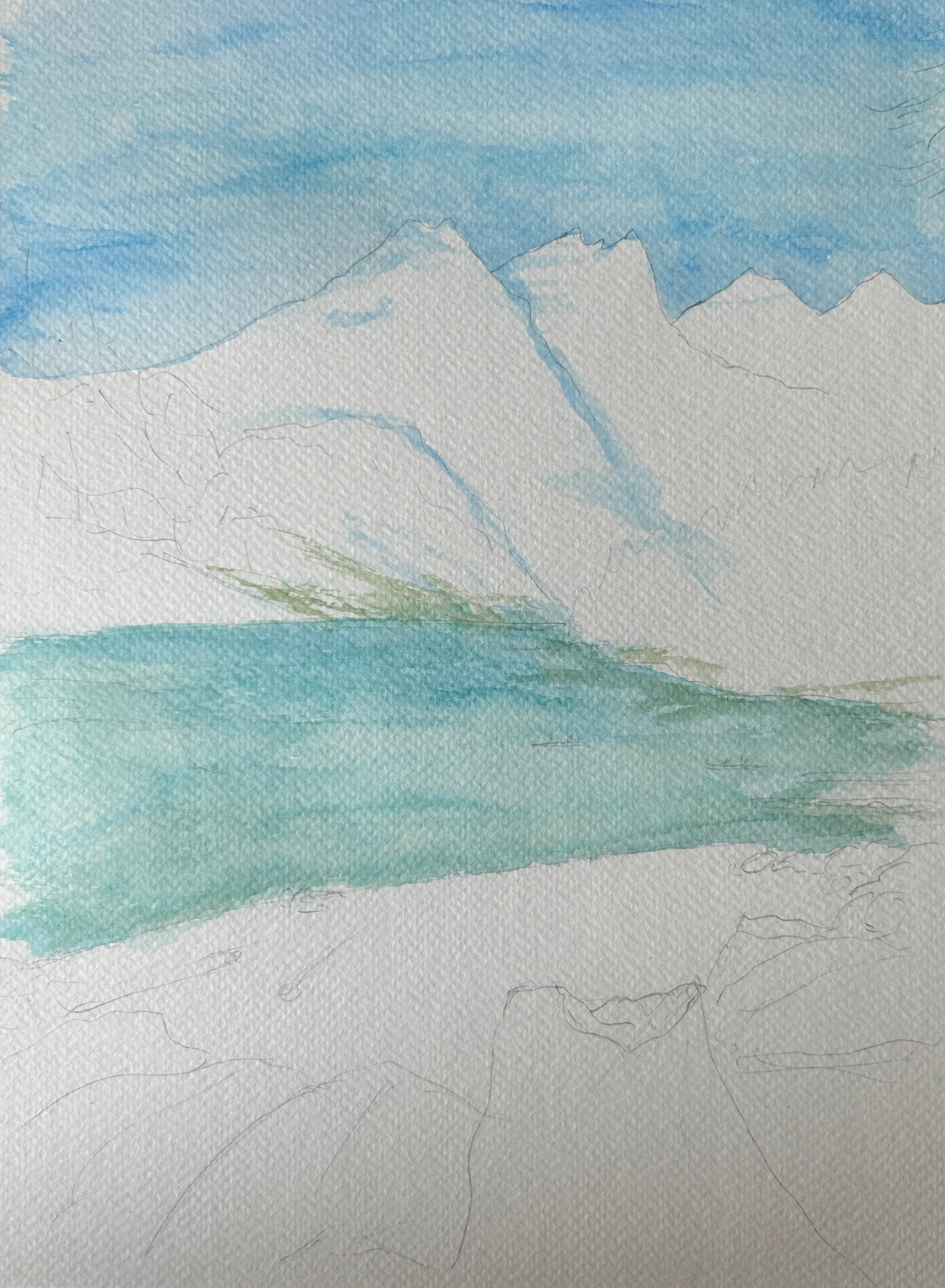 Turquoise Mountain Lake Sketch