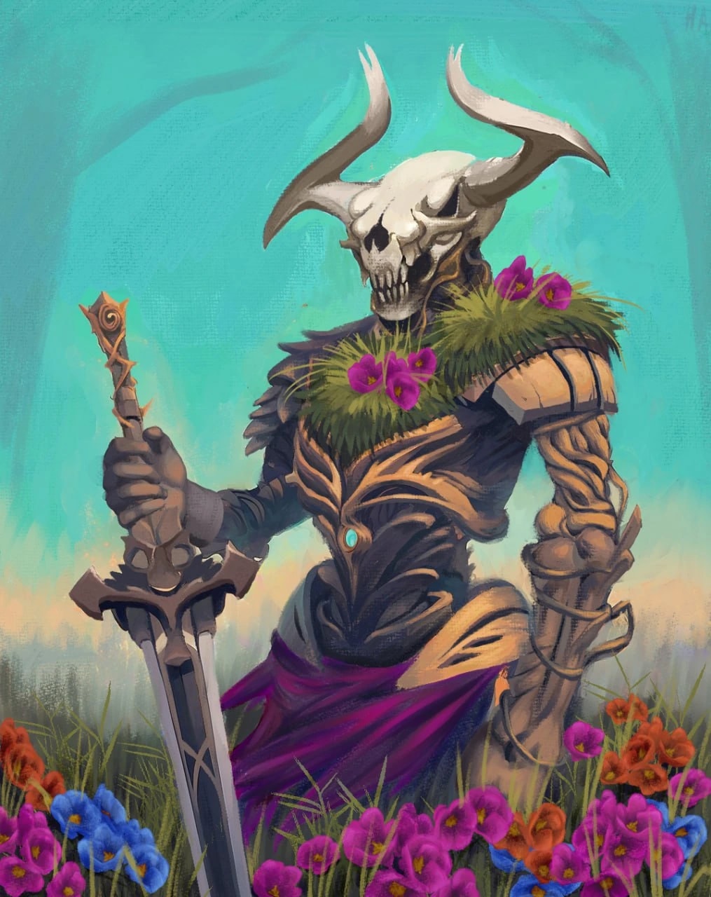 Floral Horned Guardian