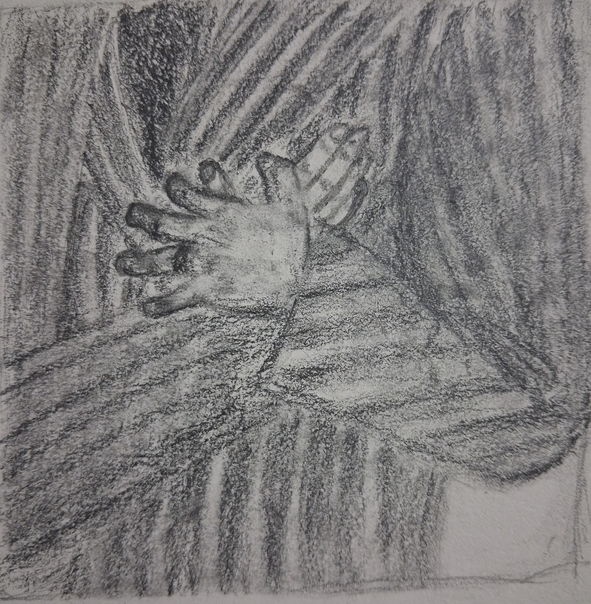 Graphite Hands in Shadow