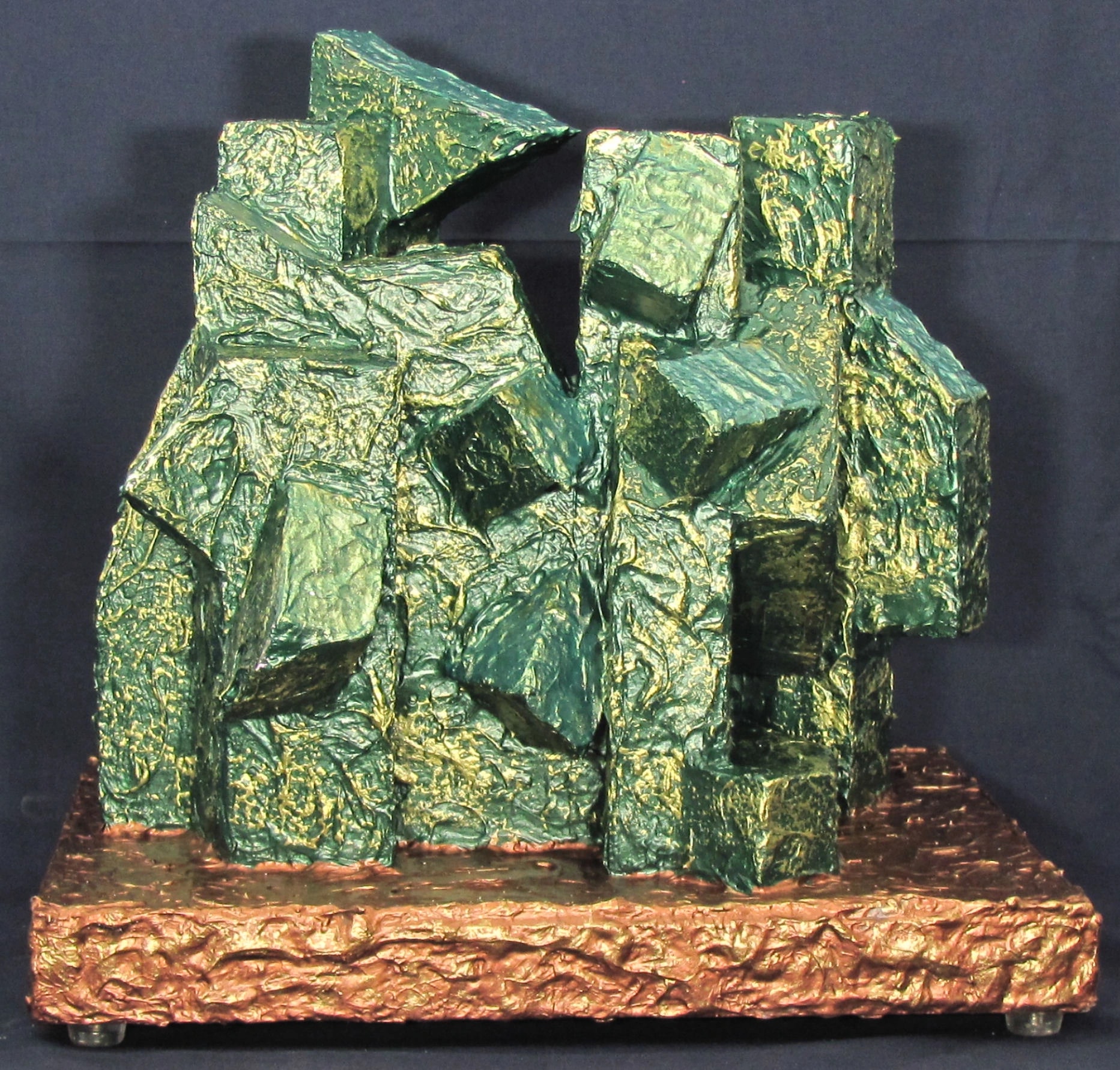 Green-Gold Geometric Sculpture
