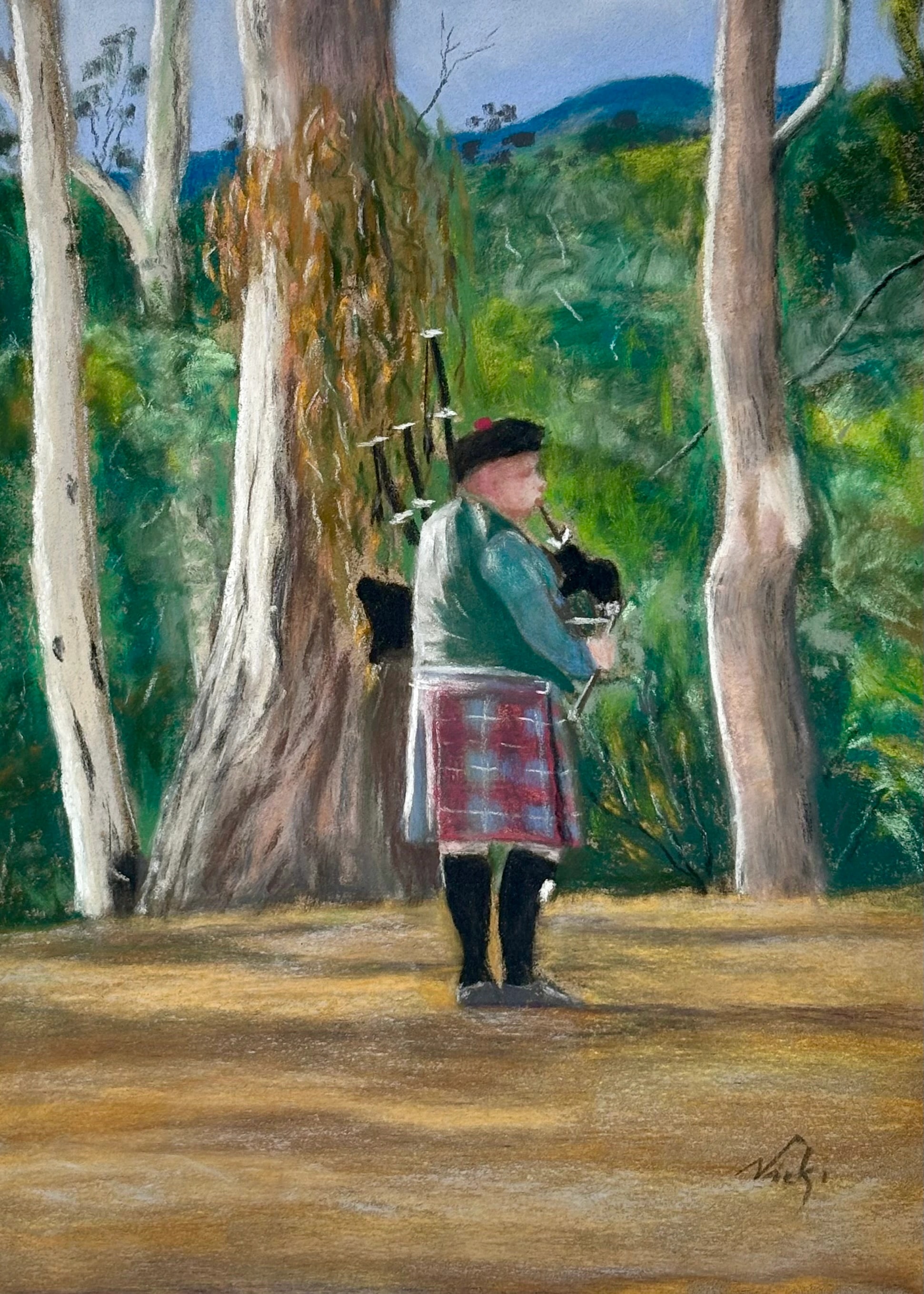 Bagpiper in Eucalyptus Forest 