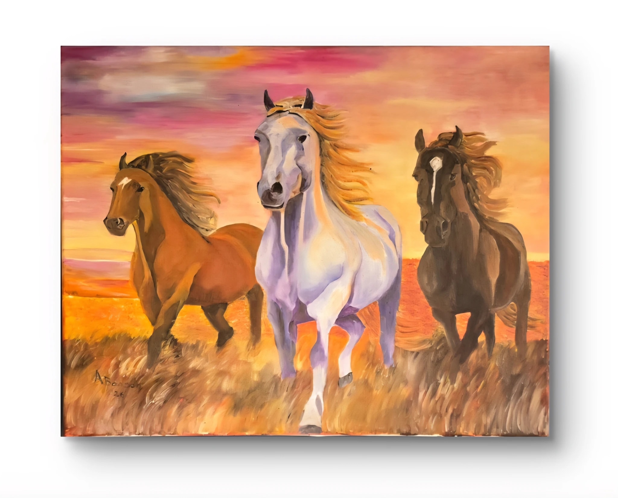 Three Horses at Sunset