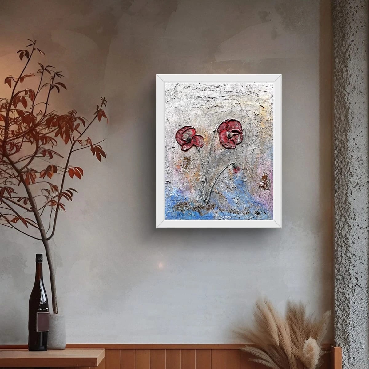 Two Poppies in Blue