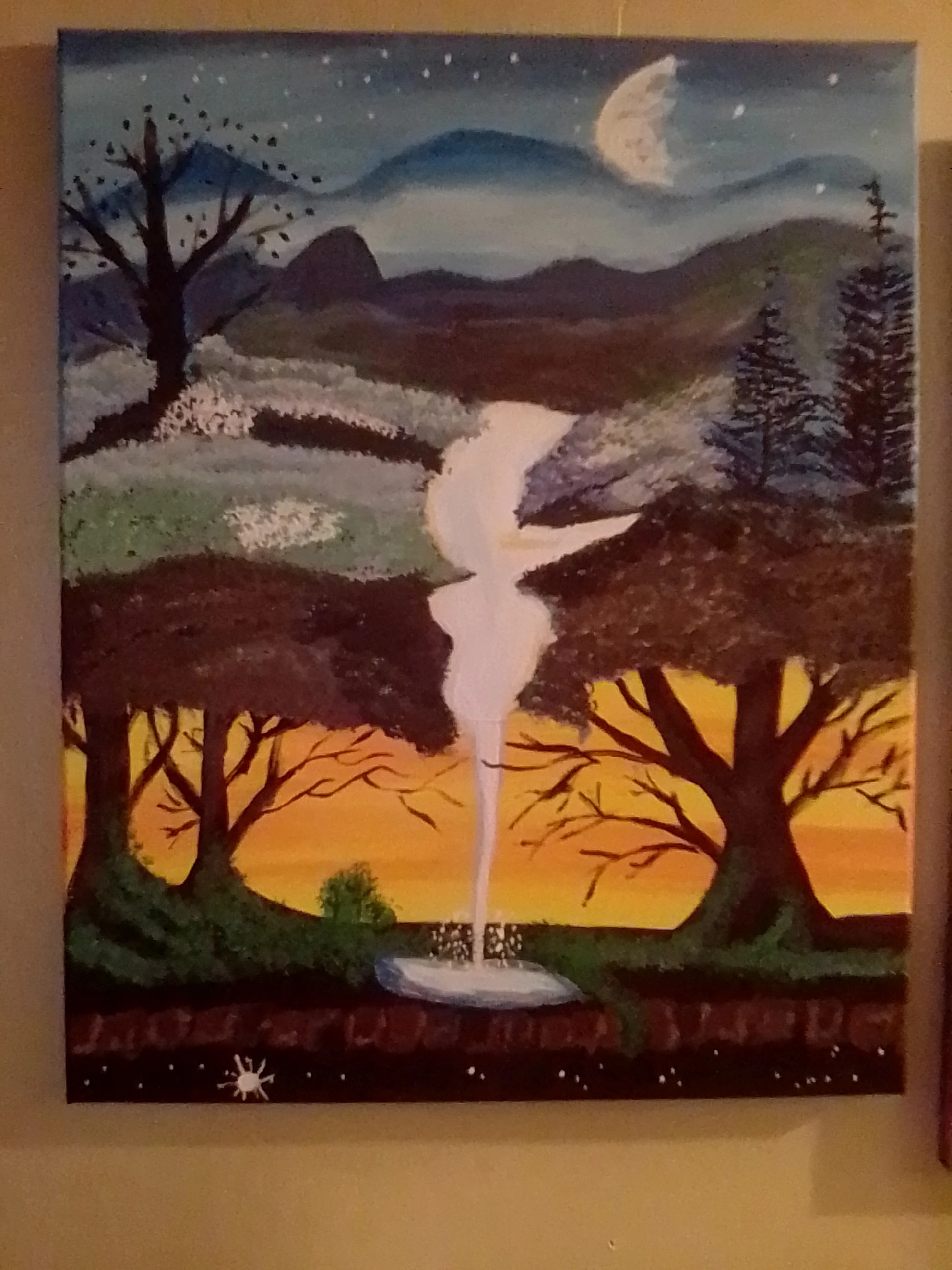 Moonlit Mountain Falls
