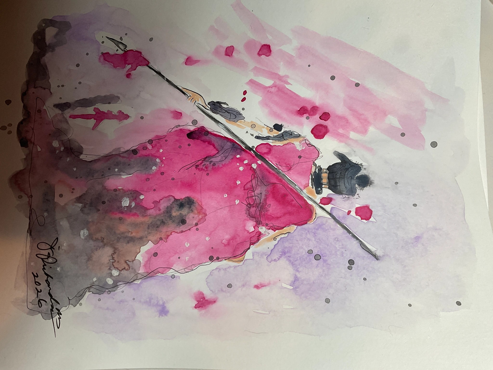 Pink Figure in Motion