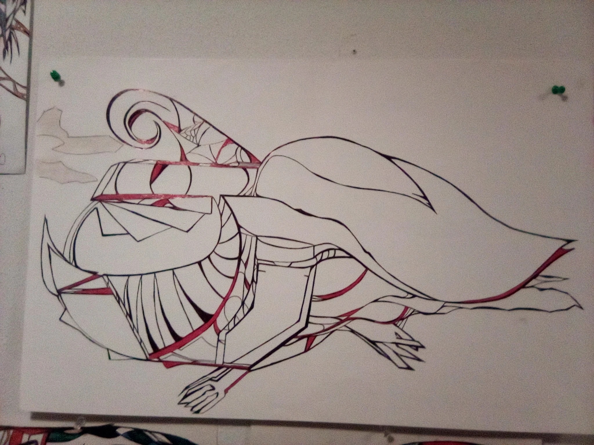 Geometric Bird in Crimson