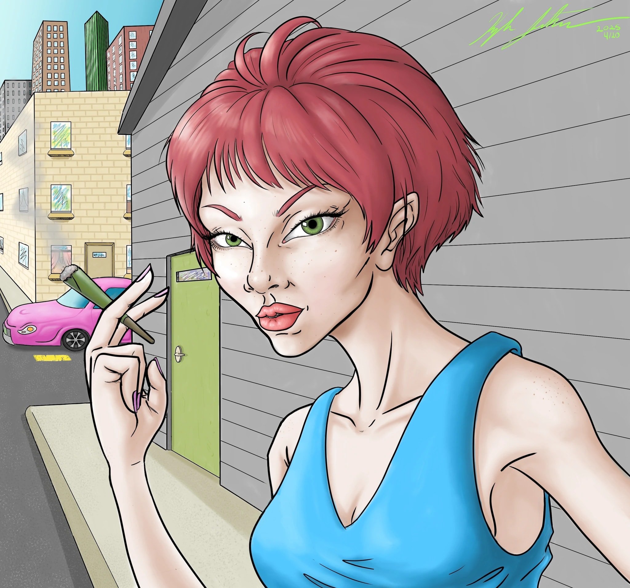 Pink-Haired Street Portrait