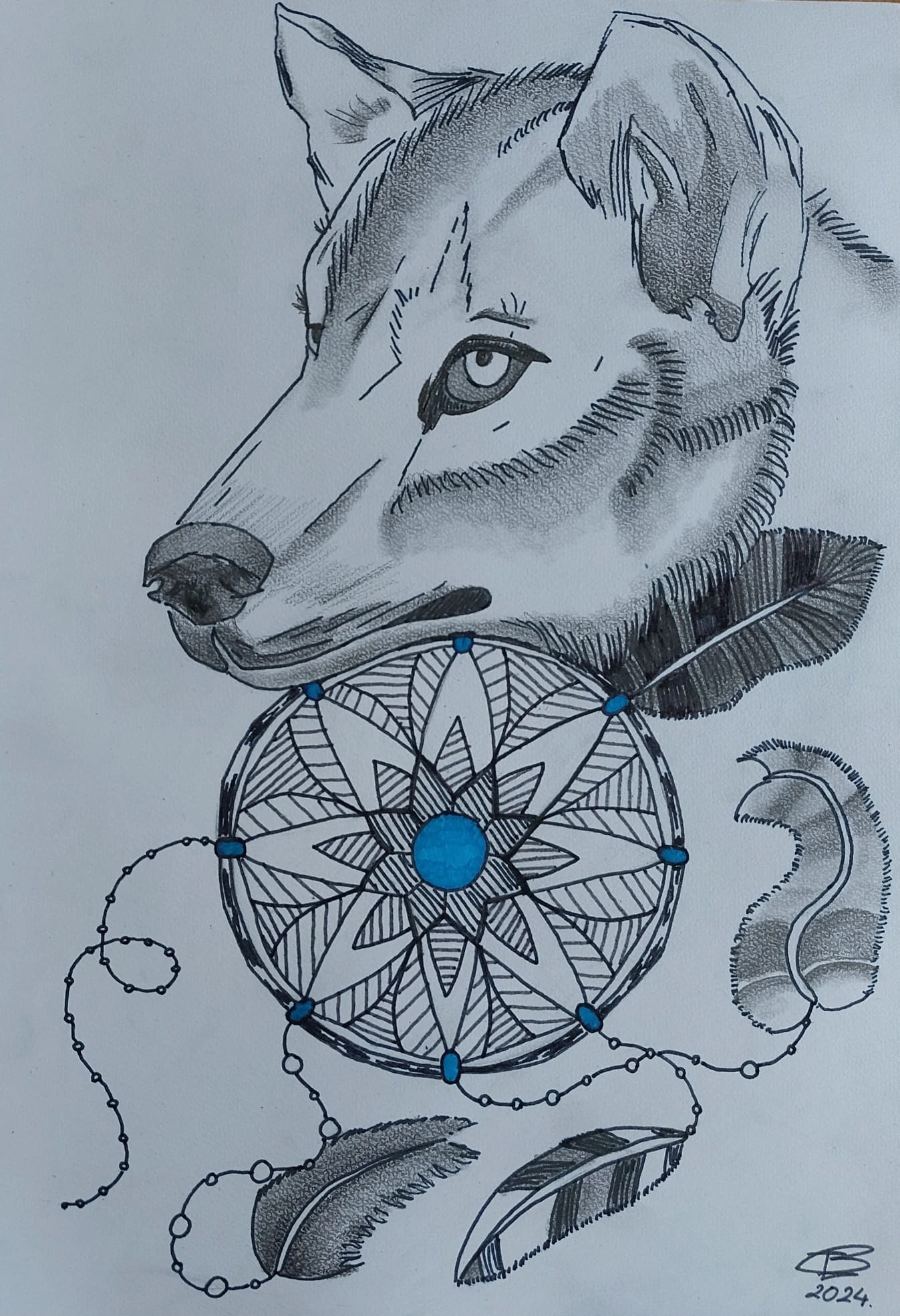 Blue Wolf Dreamcatcher