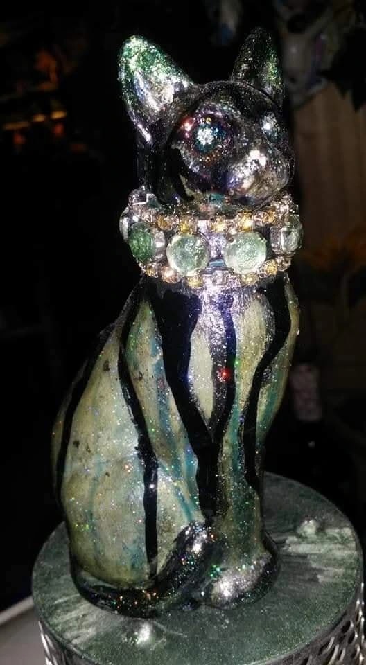 Jeweled Cat Sculpture