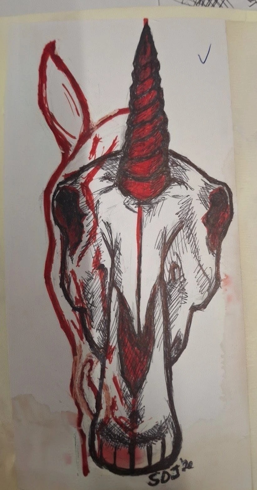 Crimson Horned Skull