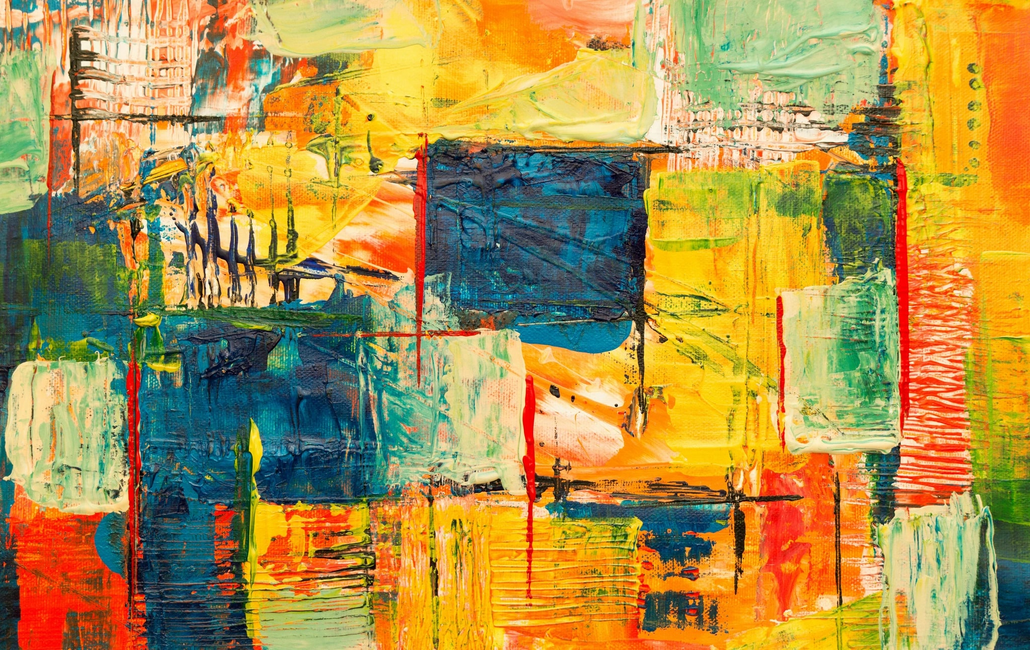 Vibrant Geometric Symphony: An Expressionist Journey Through Color and Texture