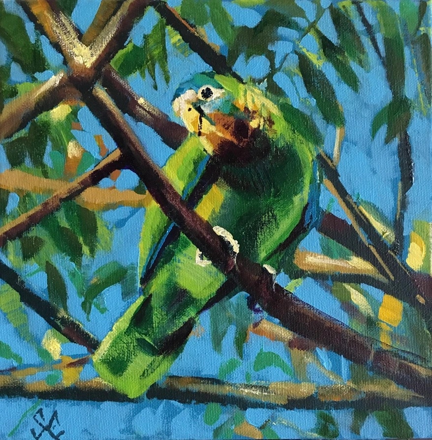 Whispers of the Emerald Parrot: A Dance Amongst the Leaves