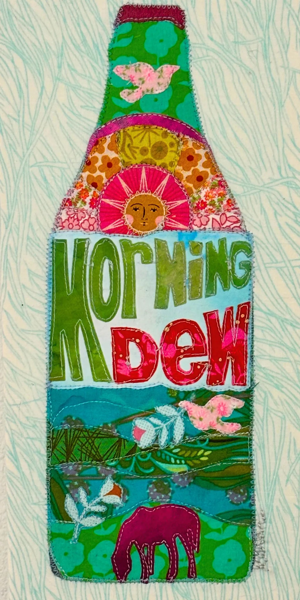 Love and Kindness Elephant Sun Textile Art