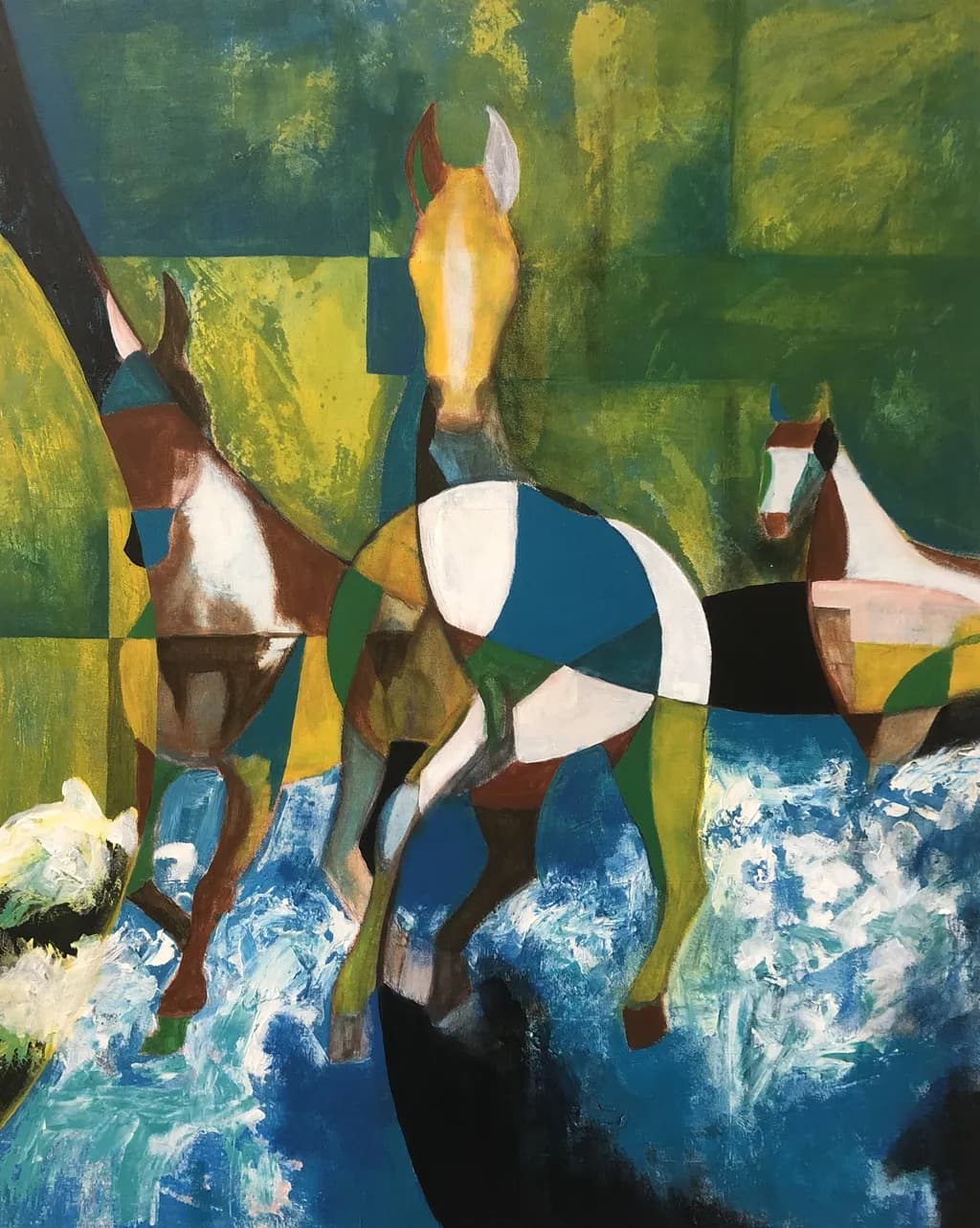 Dynamic Equine Harmony: A Colorful Abstract Journey Through Nature's Spirit