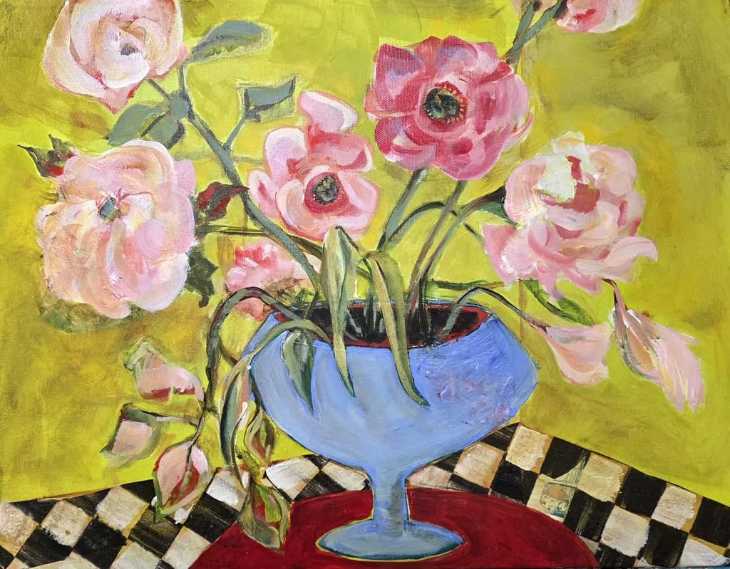 Flowers on Checkered Cloth