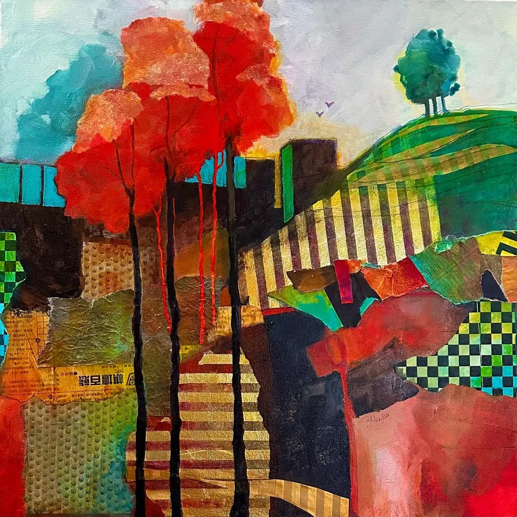 Vibrant Harmony: A Dance of Colorful Trees and Abstract Landscapes